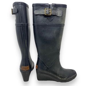 Michael Kors Tall Wedge Wellington Rubber Rain Boots Waterproof Black Women’s 6